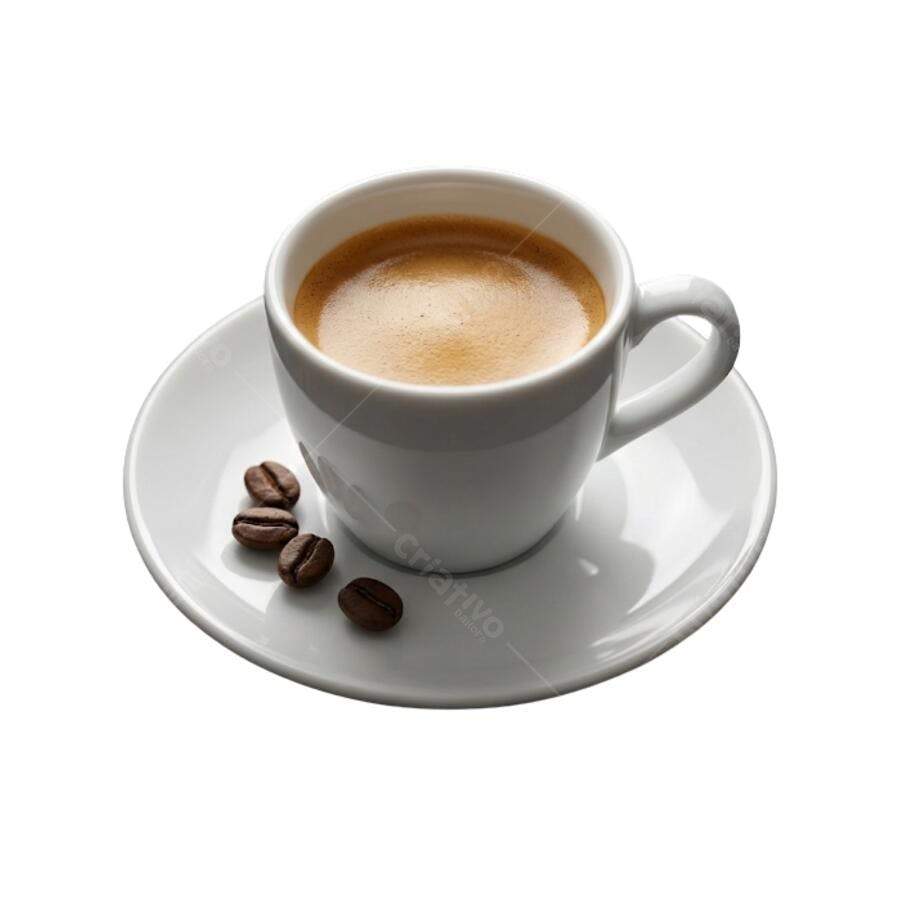 Foto Recortada Xícara Café Espresso Grãos PNG Fundo Transparente