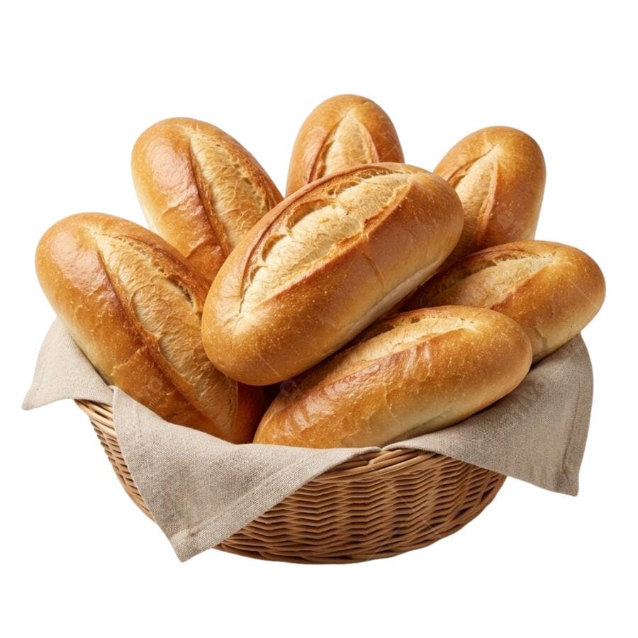 Foto Recortada Cesta Pães Frescos Padaria PNG Fundo Transparente