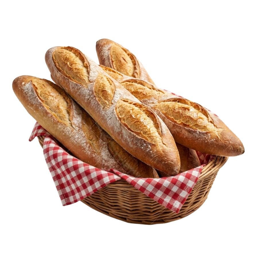 Foto Recortada Cesta Pães Baguete Padaria PNG Fundo Transparente