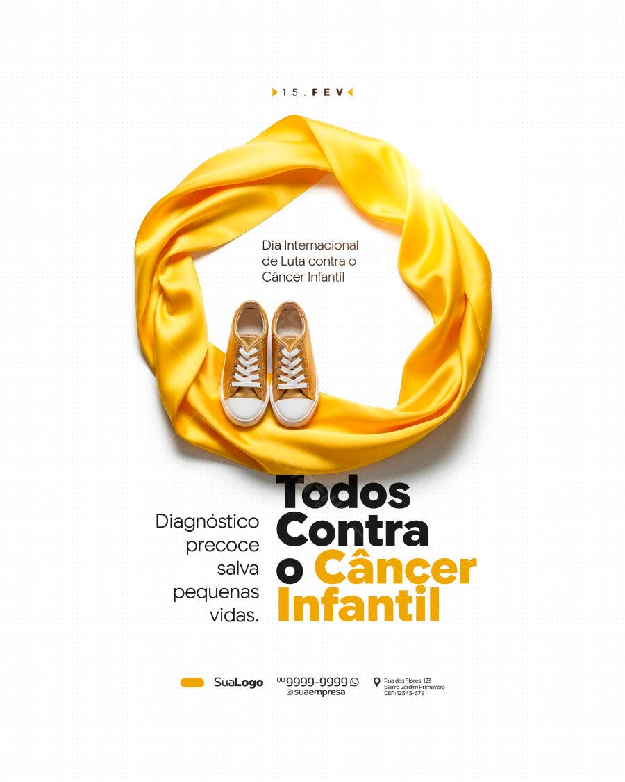 Post Instagram Câncer Infantil Fevereiro PSD Editável