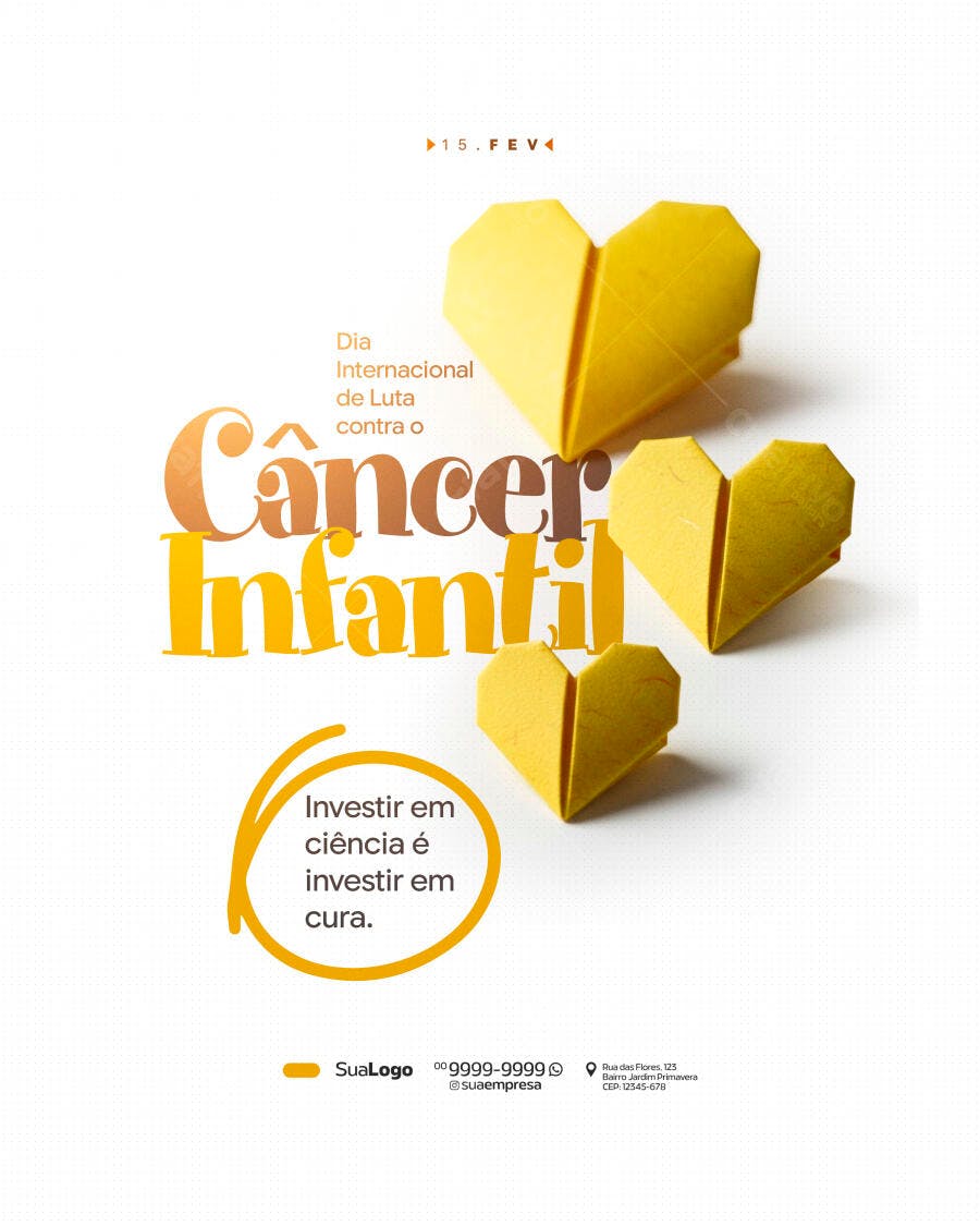 Post Instagram Dia Internacional Câncer Infantil PSD Editável