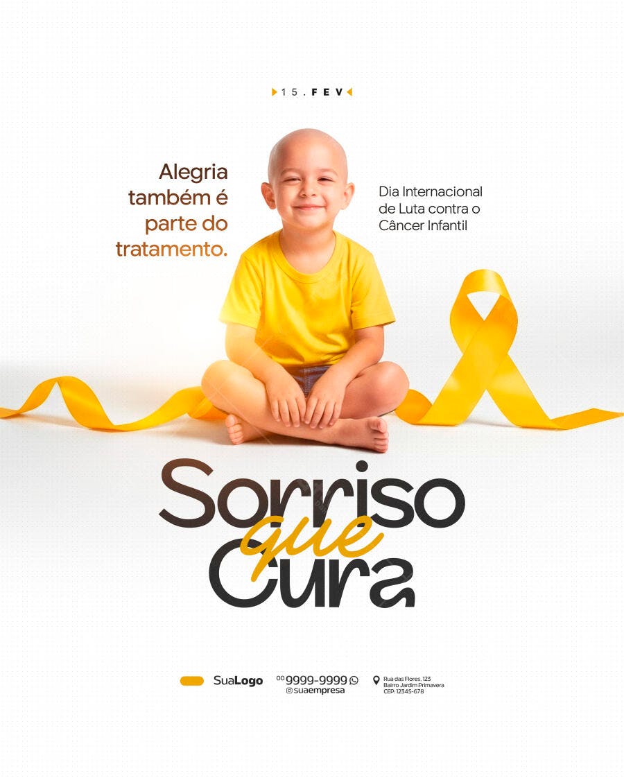 Post Instagram Dia Internacional Câncer Infantil PSD Editável