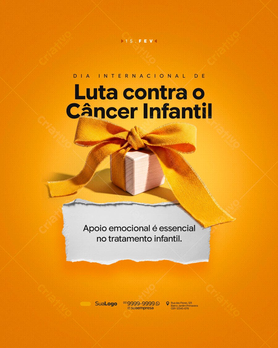 Post Instagram Dia Internacional Luta Câncer Infantil PSD Editável