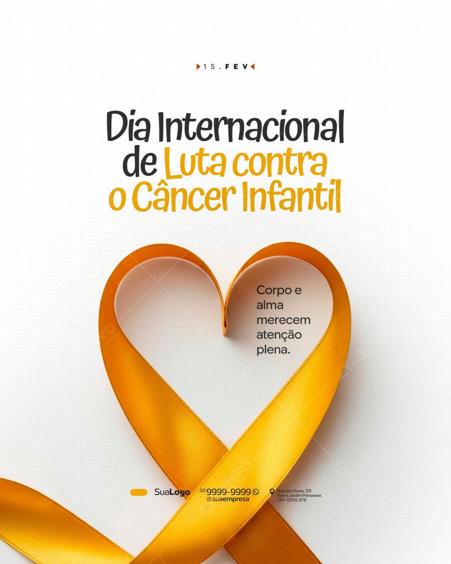 Post Instagram Dia Internacional Câncer Infantil PSD Editável