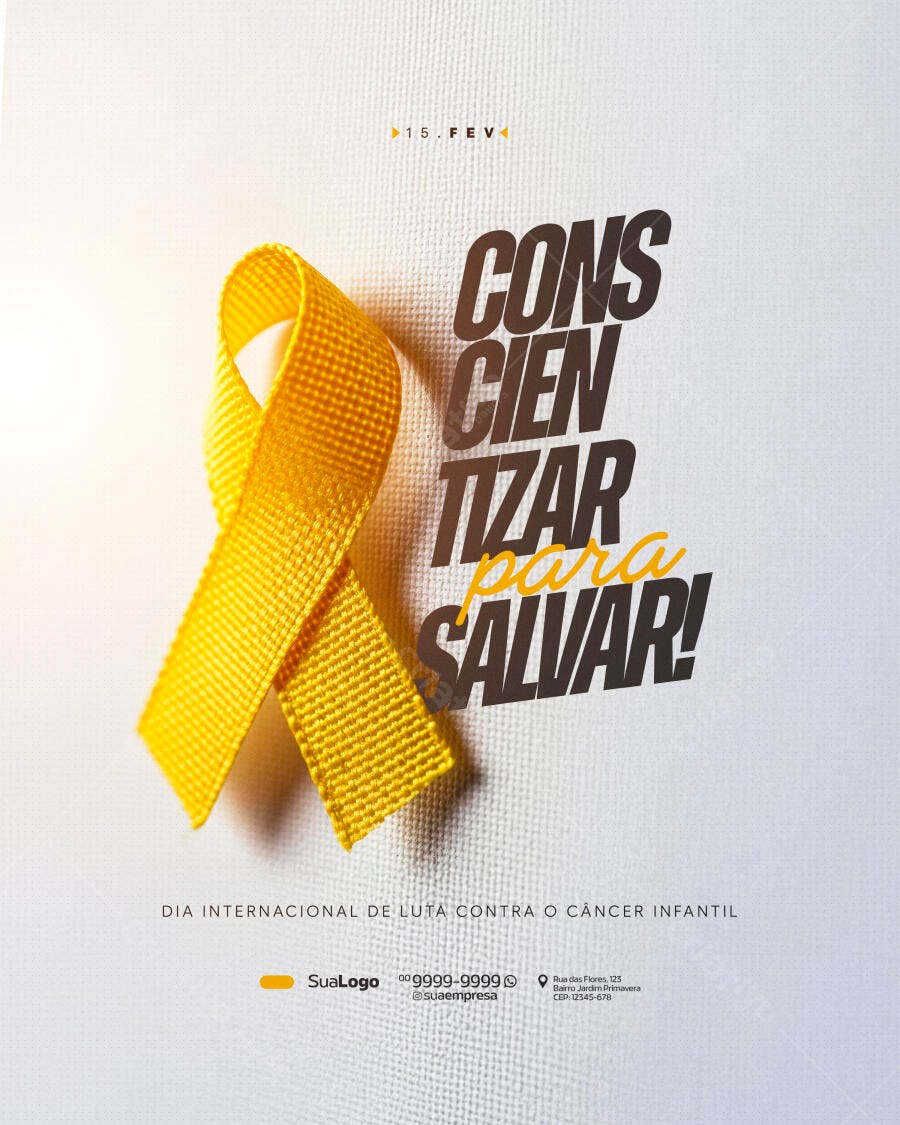 Post Fevereiro Dourado Câncer Infantil PSD Editável