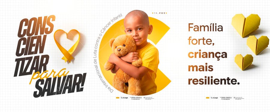 Banner Dia Internacional Luta Câncer Infantil PSD Editável