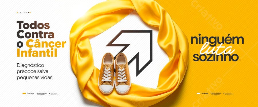 Banner Campanha Câncer Infantil Amarelo PSD Editável