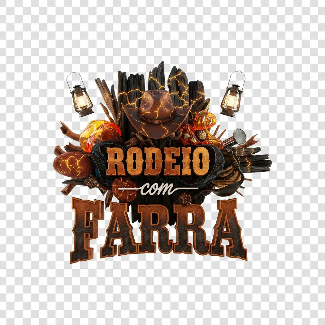 Elemento 3D Rodeio com Farra Festa Junina PNG Fundo Transparente