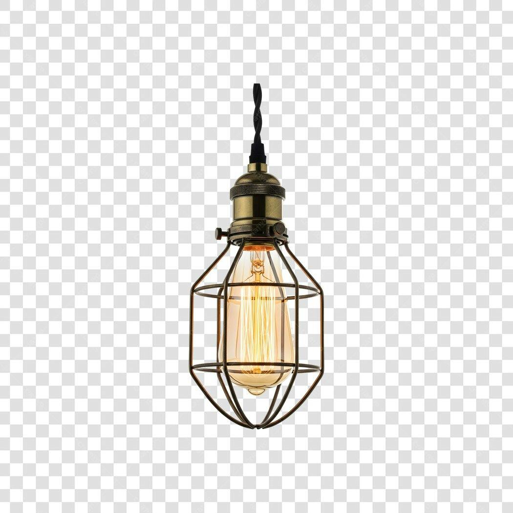 Foto Recortada Lâmpada Industrial Vintage PNG Fundo Transparente