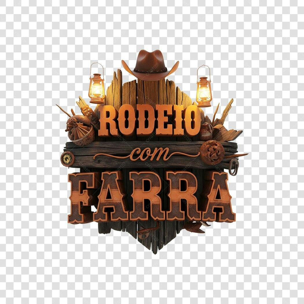 Elemento 3D Rodeio com Farra Chapéu Lampiões PNG Fundo Transparente