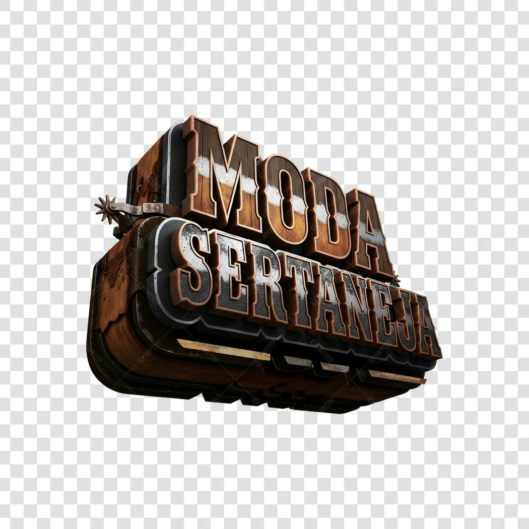 Elemento 3D Moda Sertaneja Estilo Rústico PNG Fundo Transparente