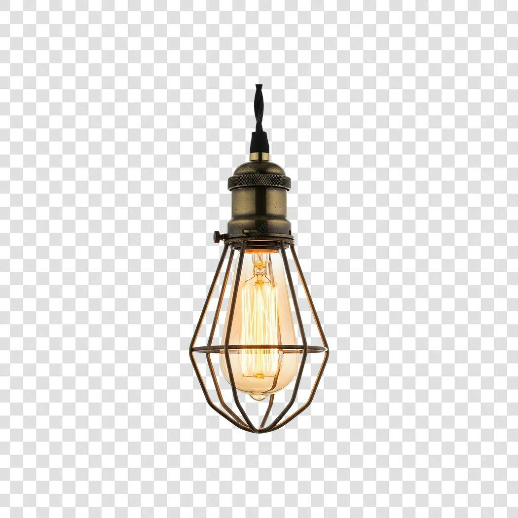 Foto Recortada Lâmpada Industrial Vintage PNG Fundo Transparente