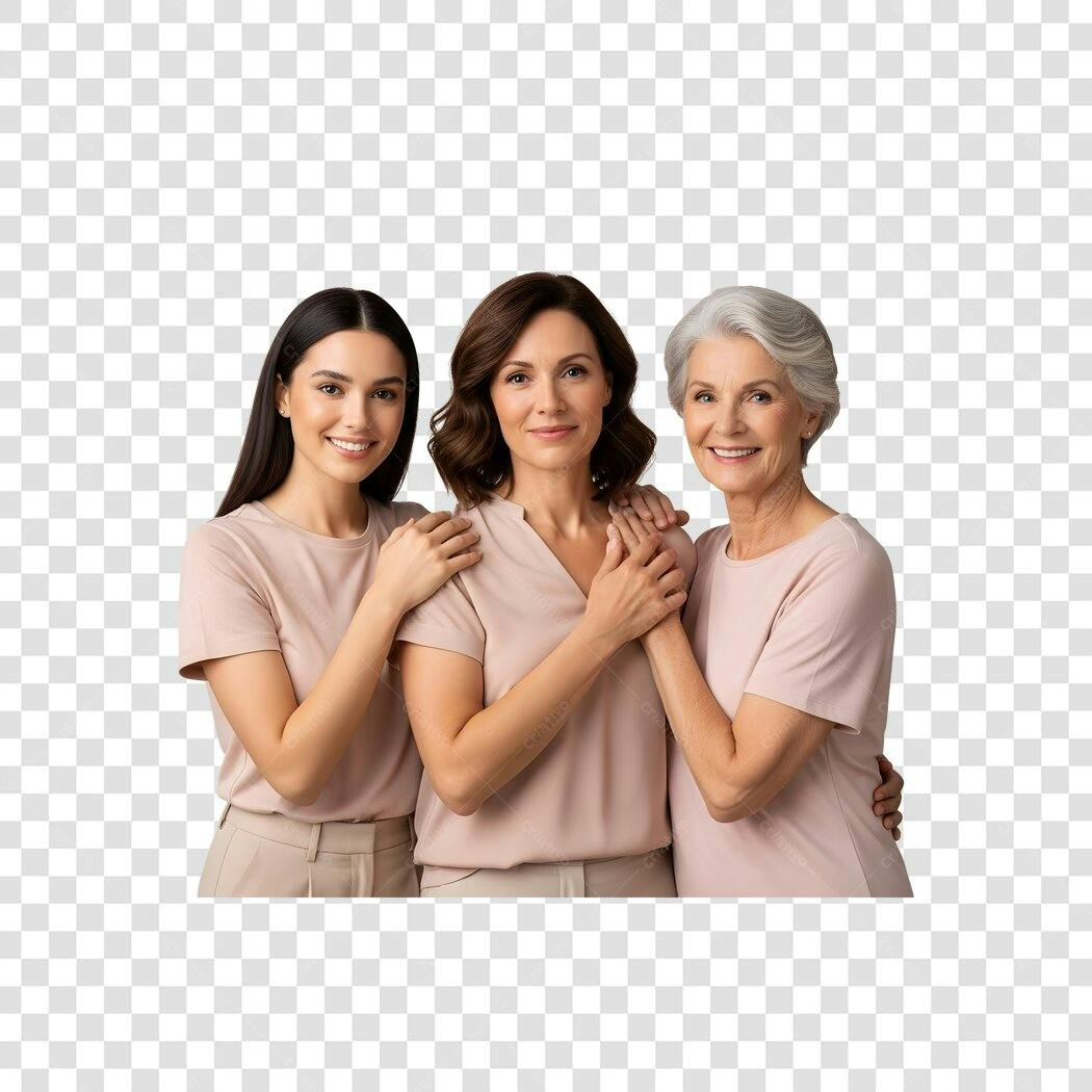 Foto Recortada Três Mulheres Gerações Sorrindo PNG Fundo Transparente