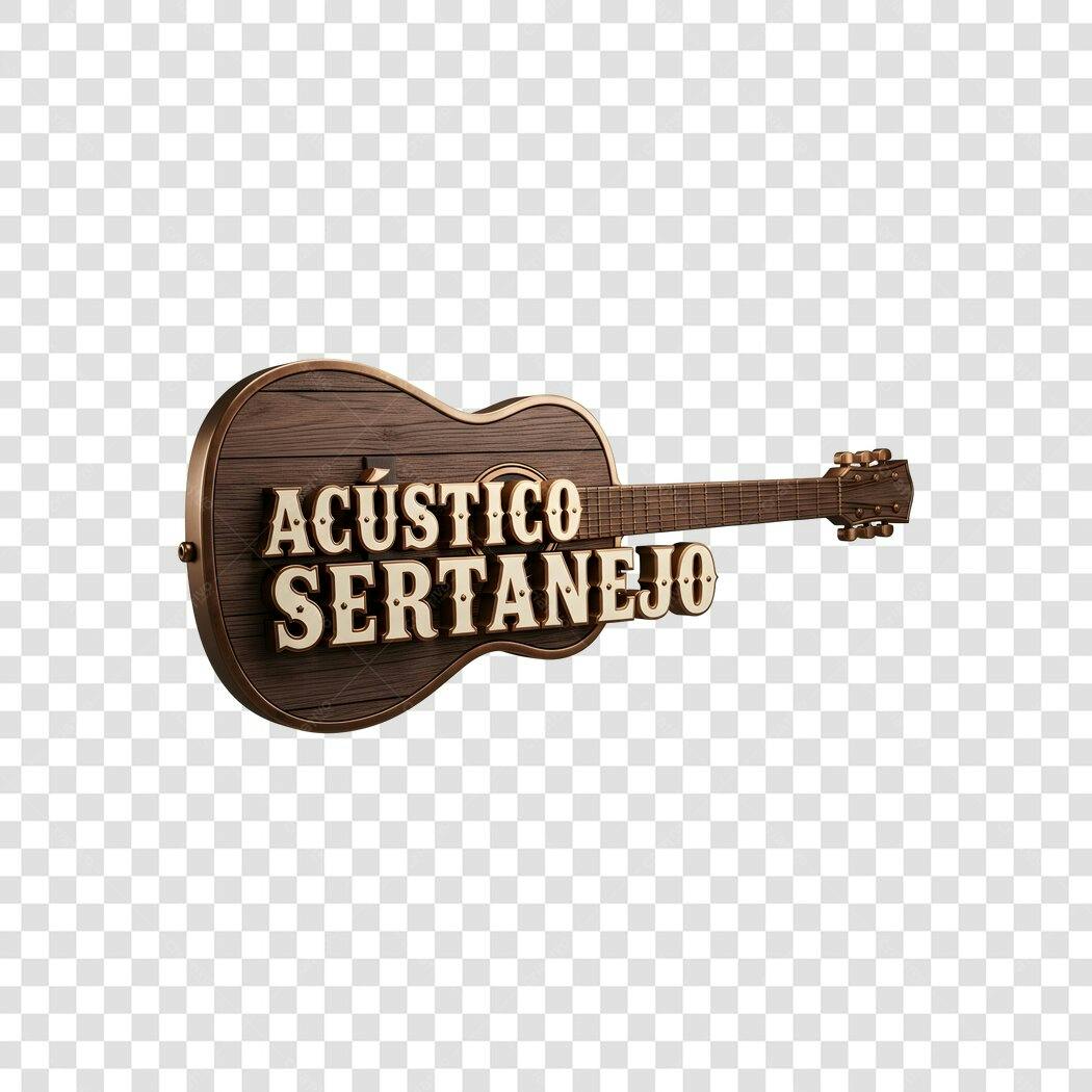 Elemento 3D Violão Acústico Sertanejo PNG Fundo Transparente