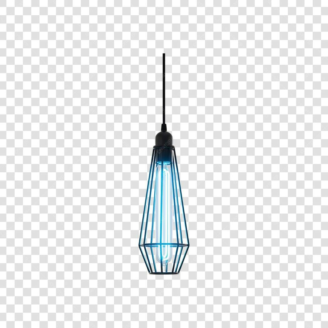 Elemento 3D Luminária Pendente Industrial Azul PNG Fundo Transparente