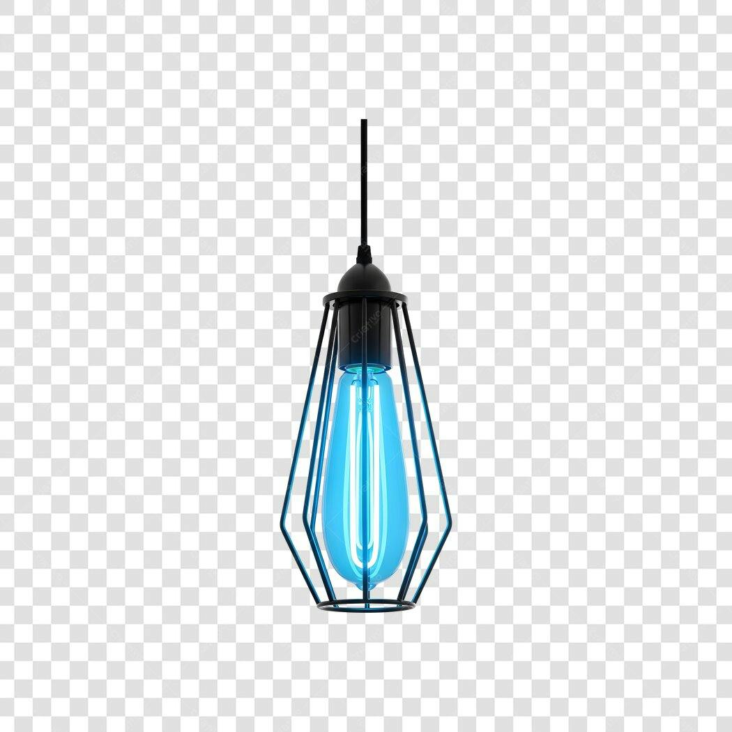 Elemento 3D Lâmpada Pendente Azul Industrial PNG Fundo Transparente