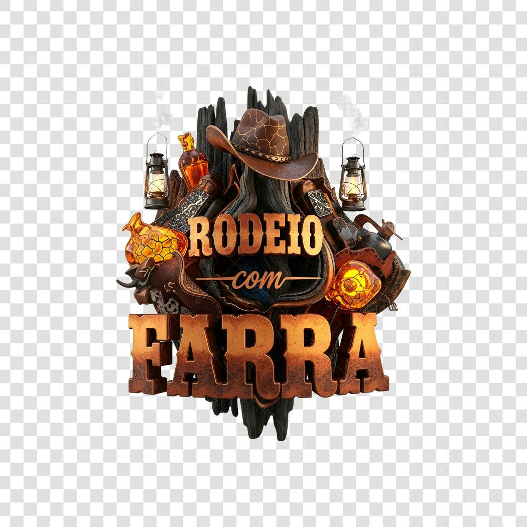 Elemento 3D Rodeio com Farra Chapéu Lampiões PNG Fundo Transparente