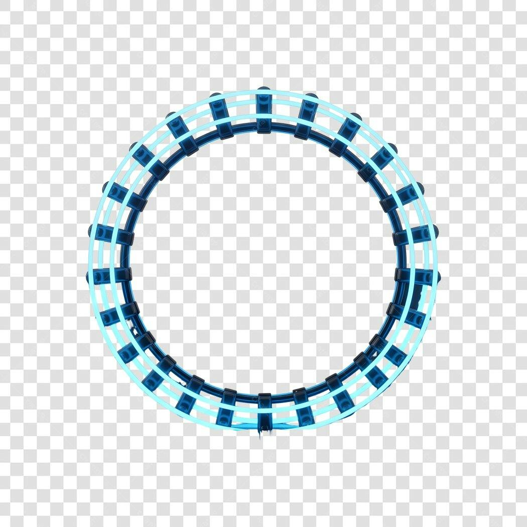 Elemento 3D Círculo Tecnológico Neon Azul PNG Fundo Transparente