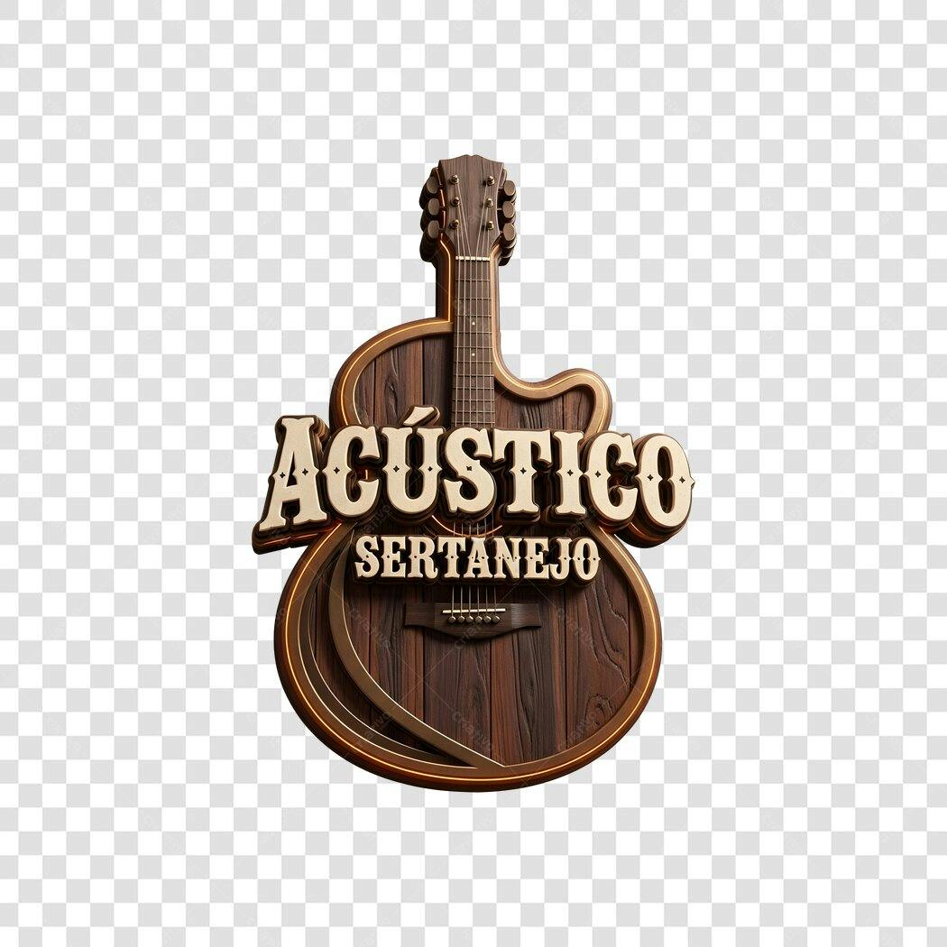 Elemento 3D Logo Acústico Sertanejo PNG Fundo Transparente