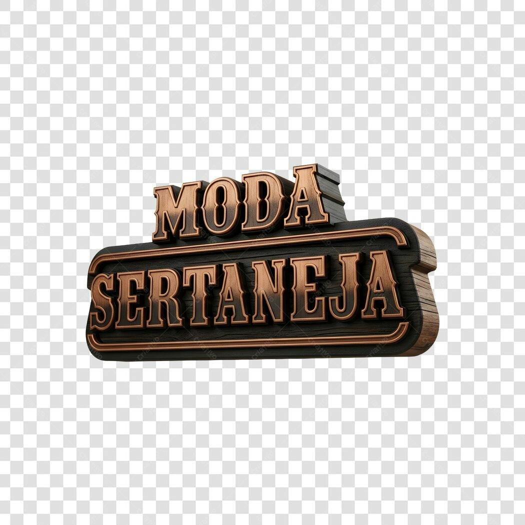Elemento 3D Moda Sertaneja Logo Marrom PNG Fundo Transparente