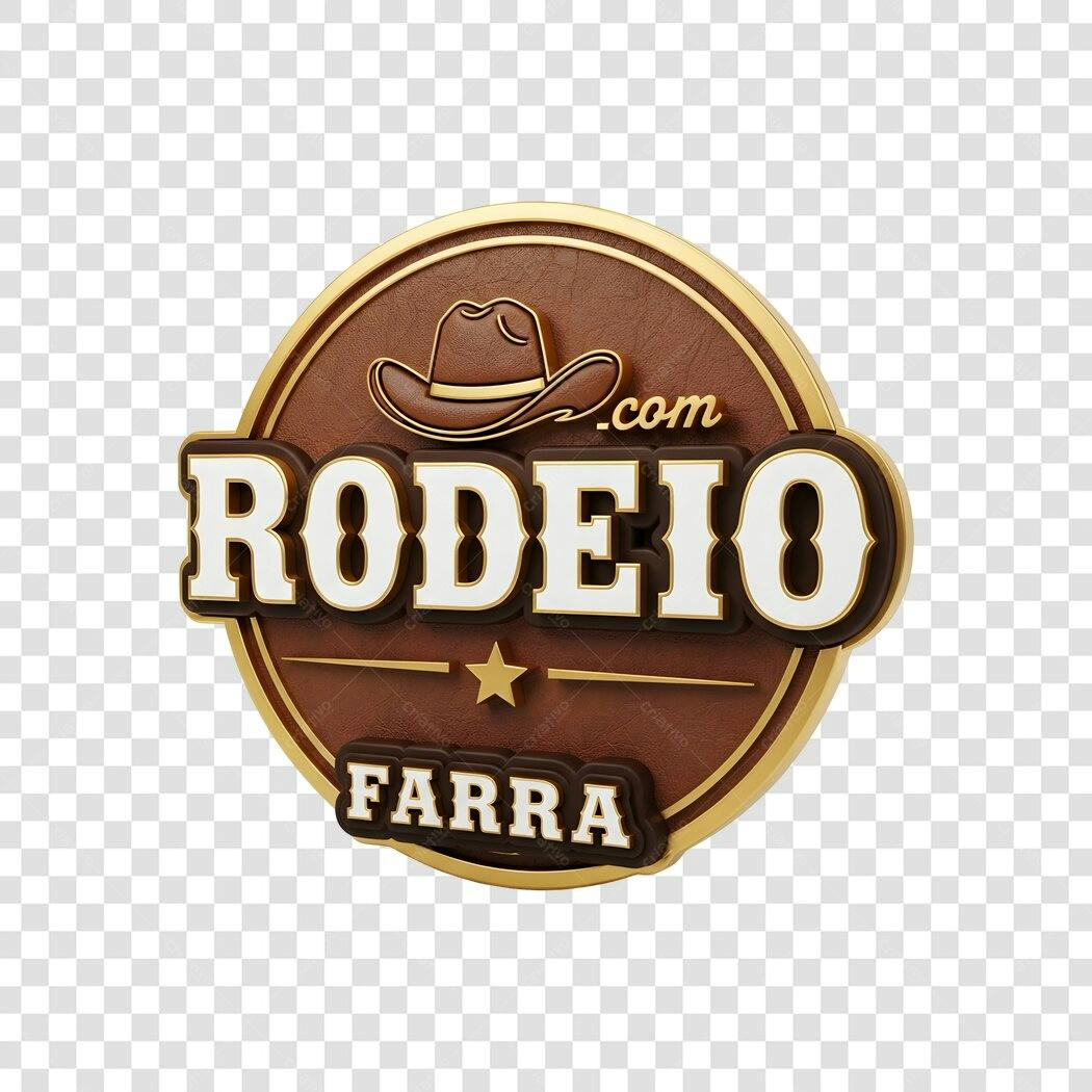 Elemento 3D Logo Rodeio Farra Chapéu PNG Fundo Transparente