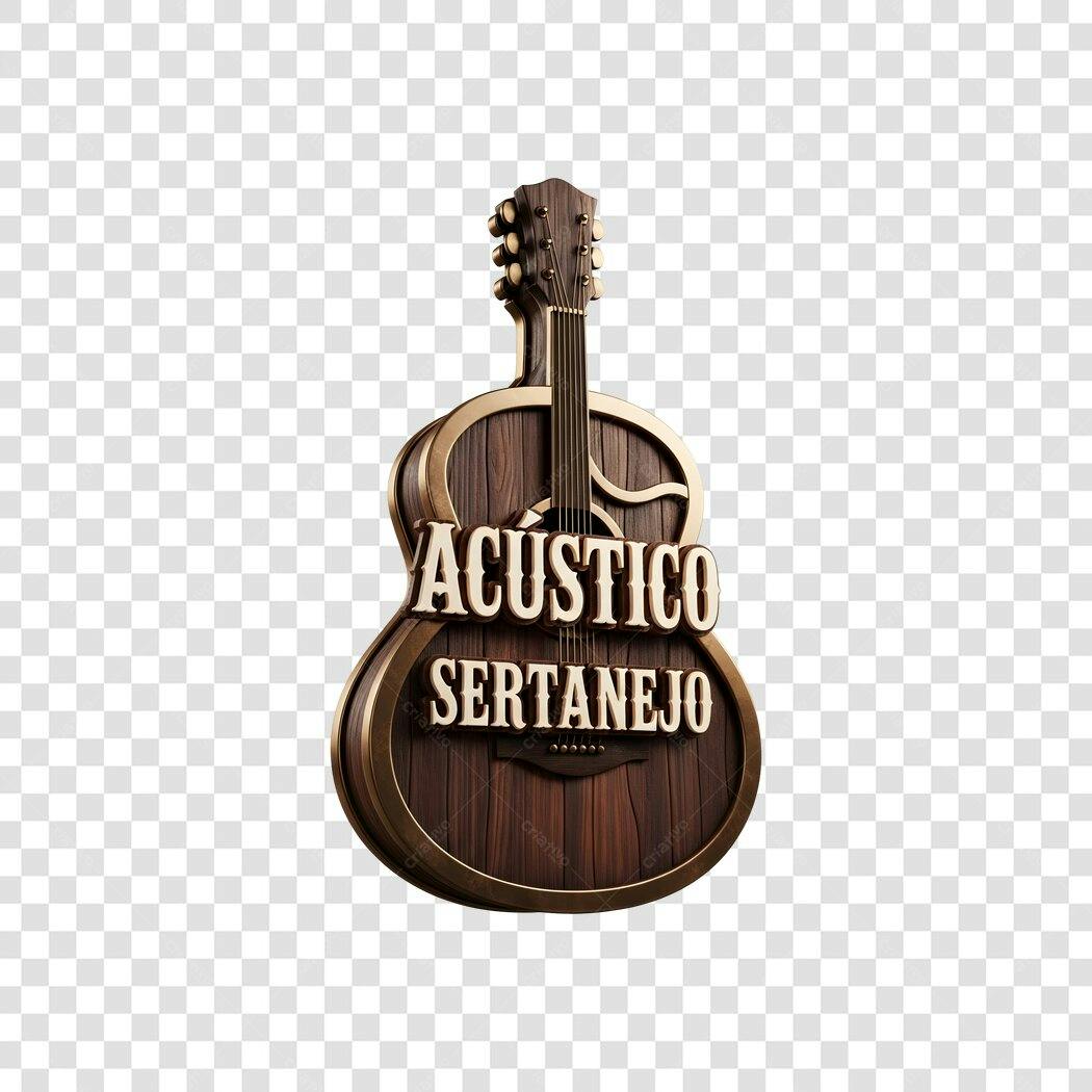 Elemento 3D Violão Acústico Sertanejo PNG Fundo Transparente