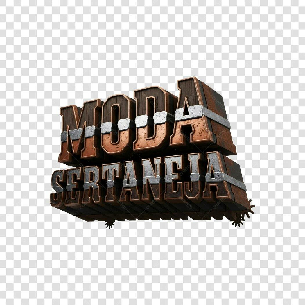Elemento 3D Moda Sertaneja Textura Rústica PNG Fundo Transparente