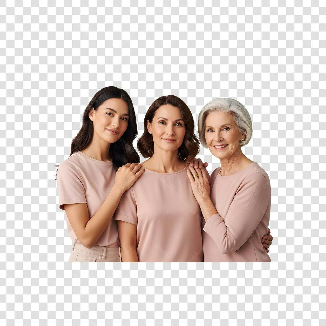 Foto Recortada Três Mulheres Sorrindo Idades Diferentes PNG Fundo Transparente