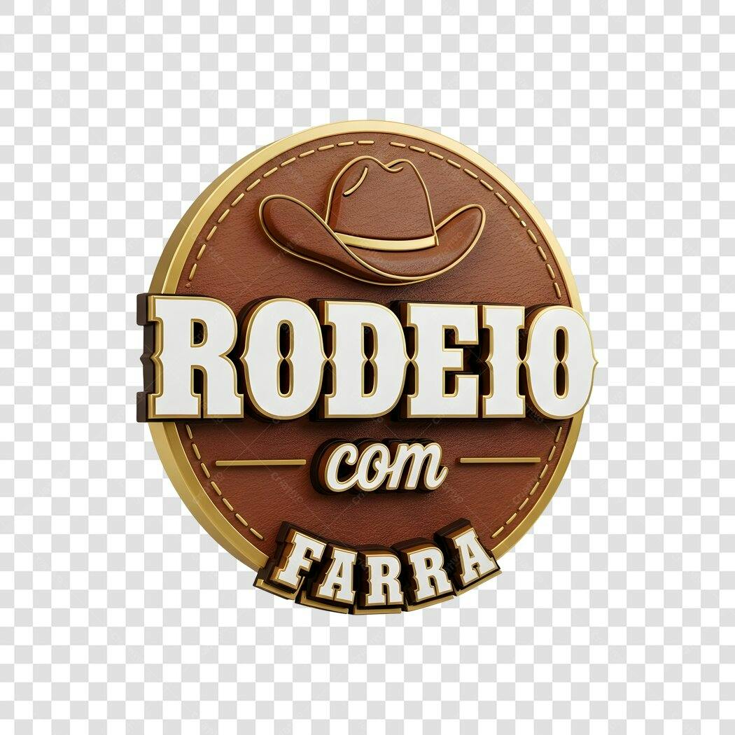 Elemento 3D Rodeio com Farra Chapéu PNG Fundo Transparente