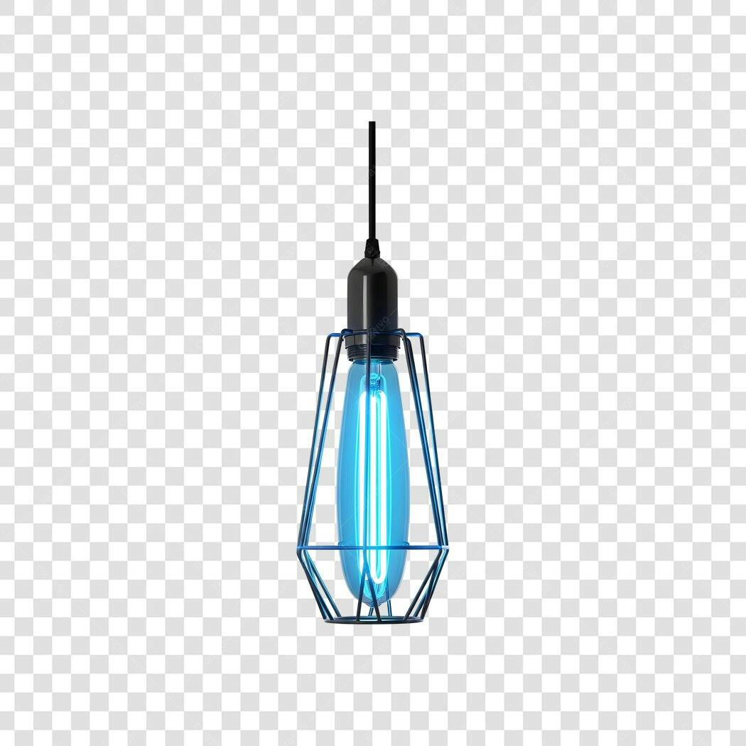 Elemento 3D Lâmpada Pendente Azul Industrial PNG Fundo Transparente