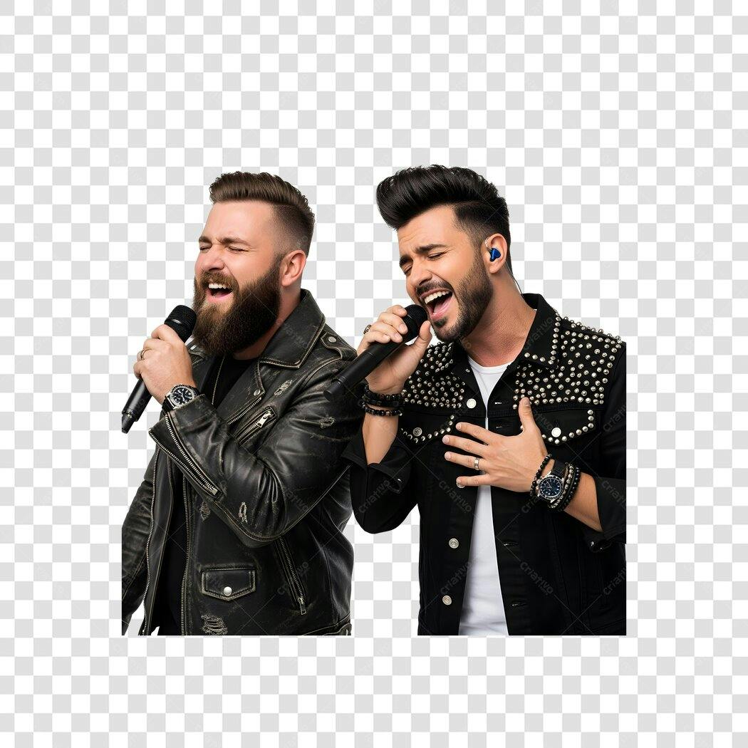 Foto Recortada Cantores Sertanejos Microfone PNG Fundo Transparente