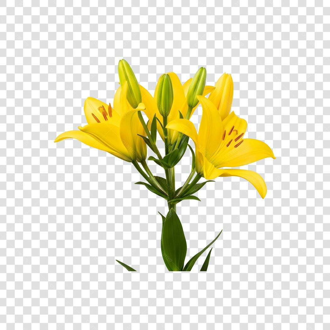 Foto Recortada Lírios Amarelos Flores PNG Fundo Transparente