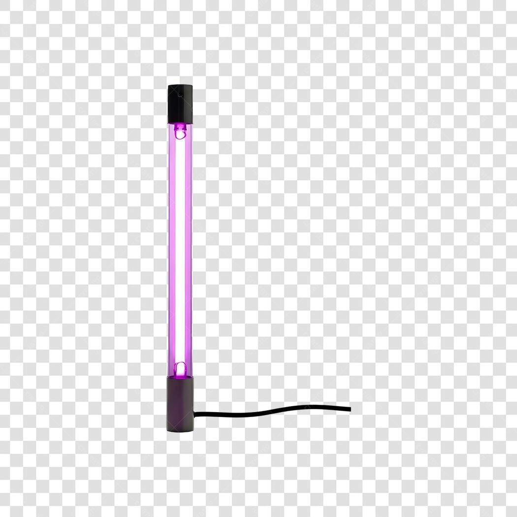 Elemento 3D Lâmpada Neon Roxo Luz Ultravioleta PNG Fundo Transparente