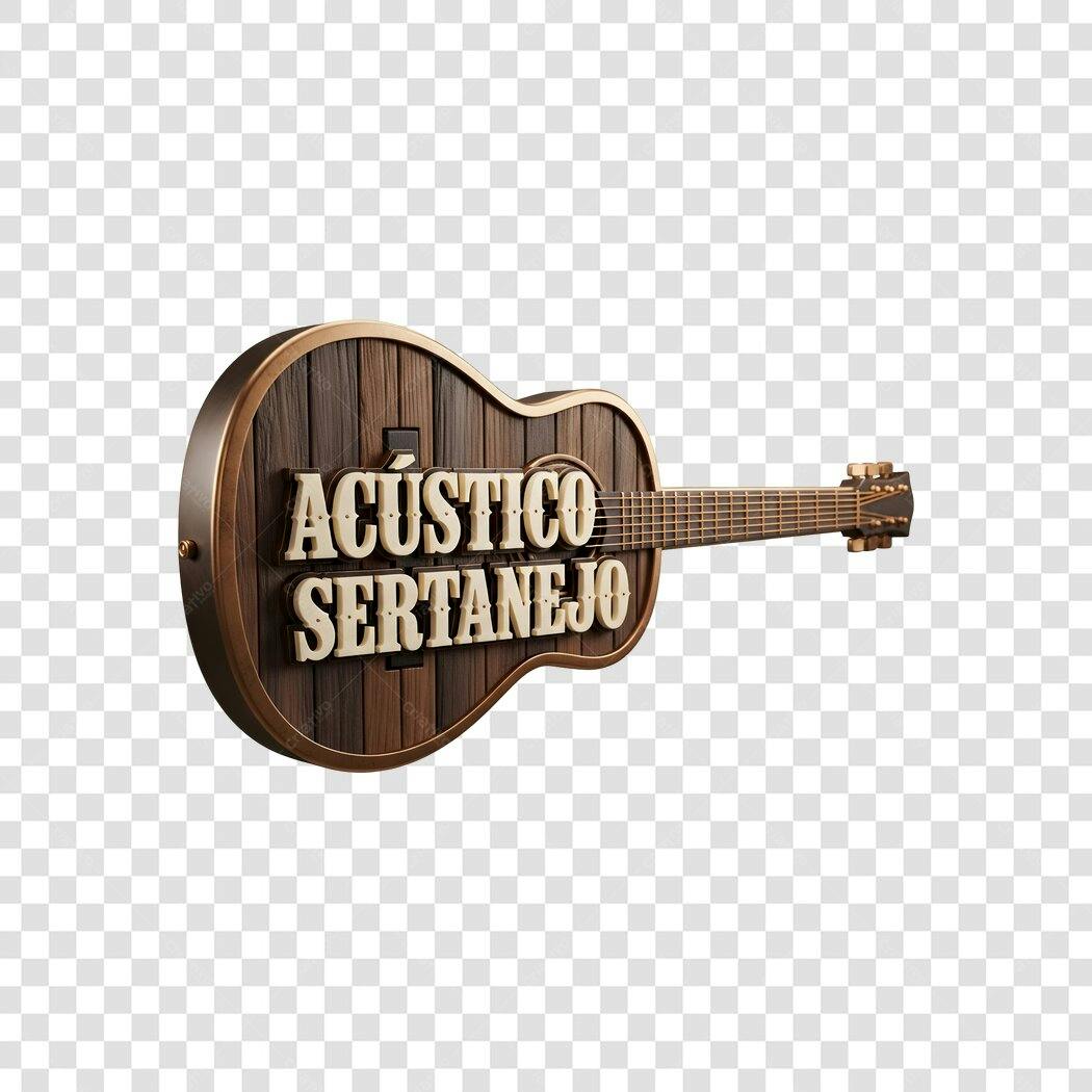Elemento 3D Violão Acústico Sertanejo PNG Fundo Transparente