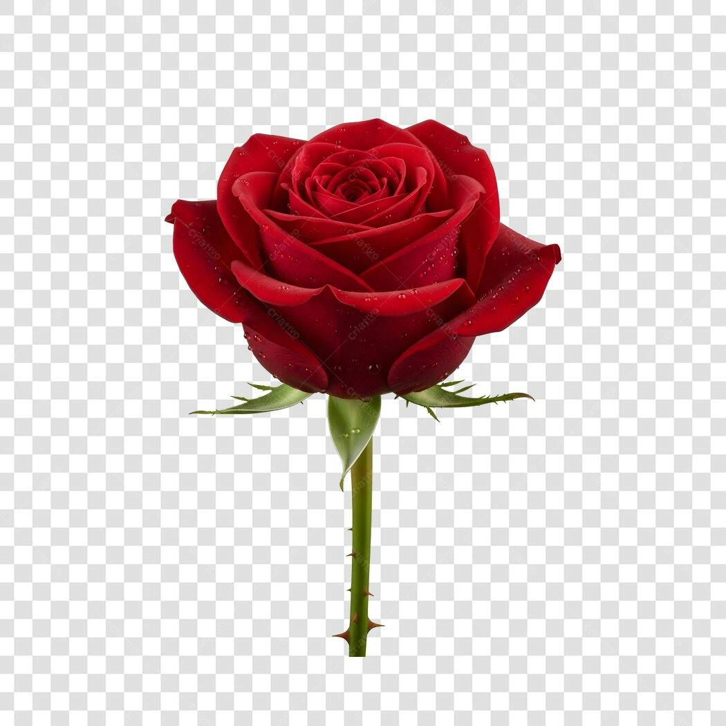 Foto Recortada Rosa Vermelha Realista PNG Fundo Transparente
