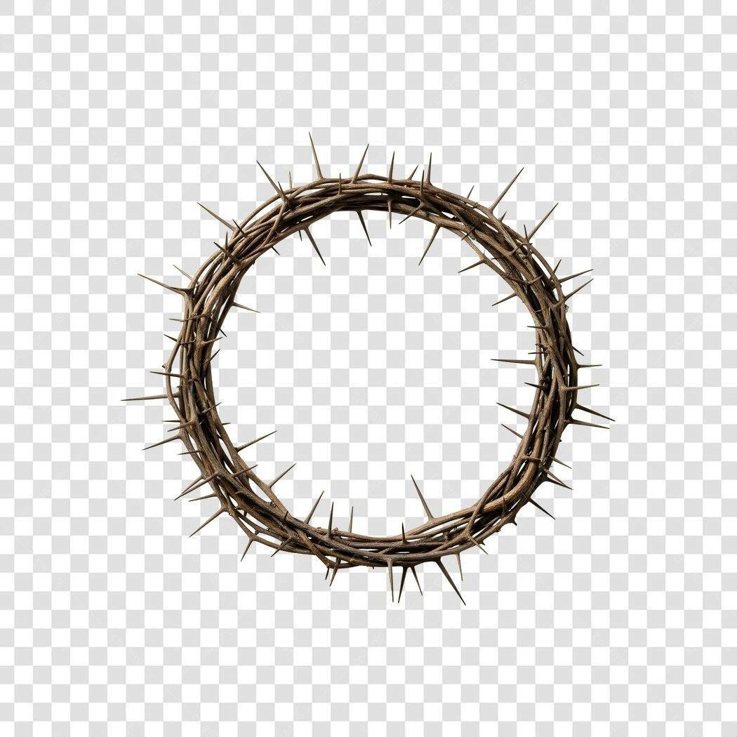 Elemento 3D Coroa de Espinhos Páscoa Abril PNG Fundo Transparente