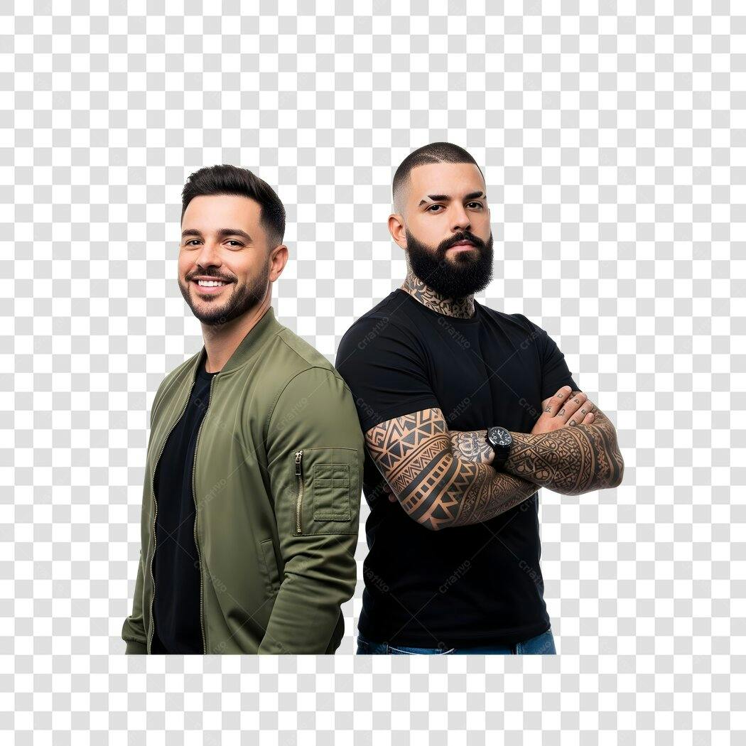 Foto Recortada Dois Homens Sorrindo Juntos PNG Fundo Transparente