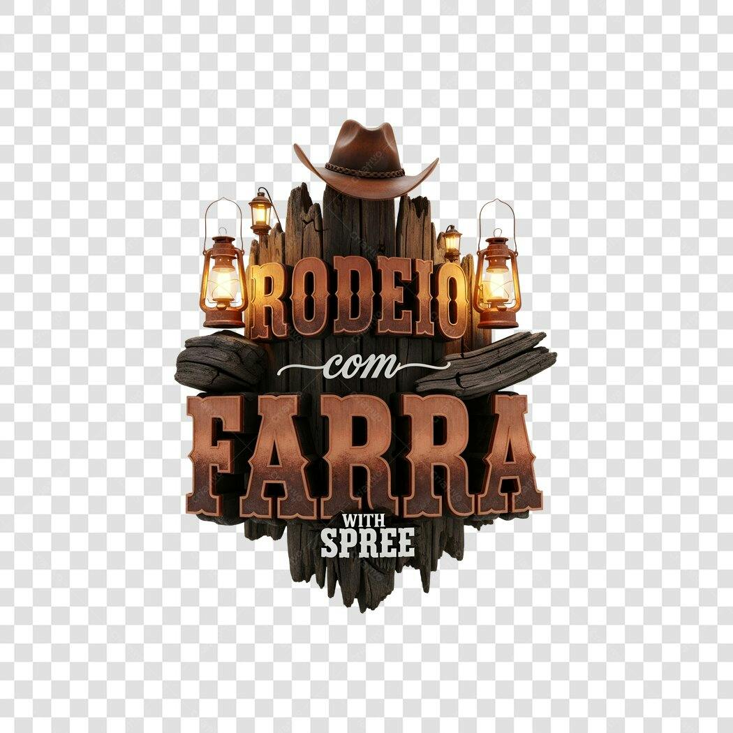 Elemento 3D Rodeio com Farra Chapéu Lampiões PNG Fundo Transparente