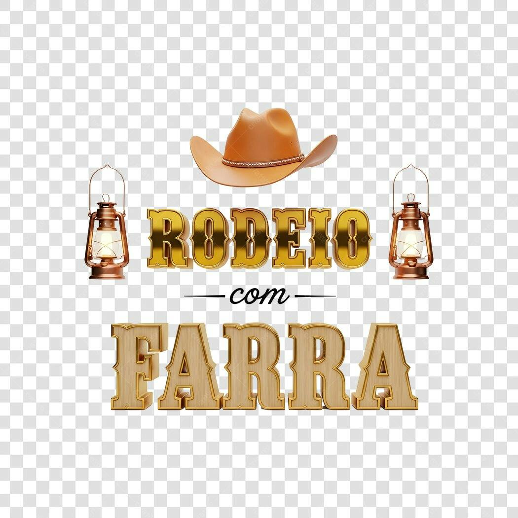 Elemento 3D Rodeio com Farra Chapéu Lampião PNG Fundo Transparente