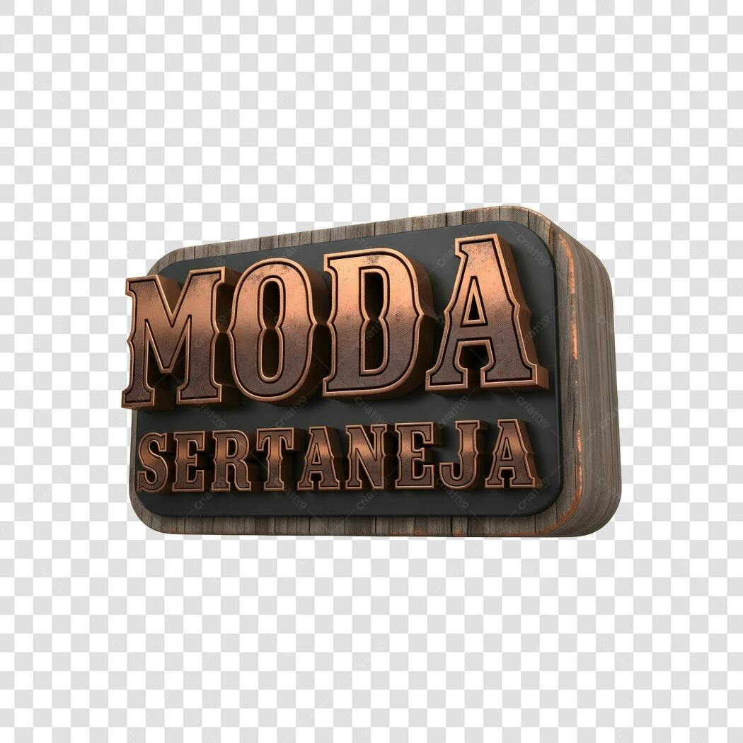 Elemento 3D Moda Sertaneja Textura Madeira PNG Fundo Transparente