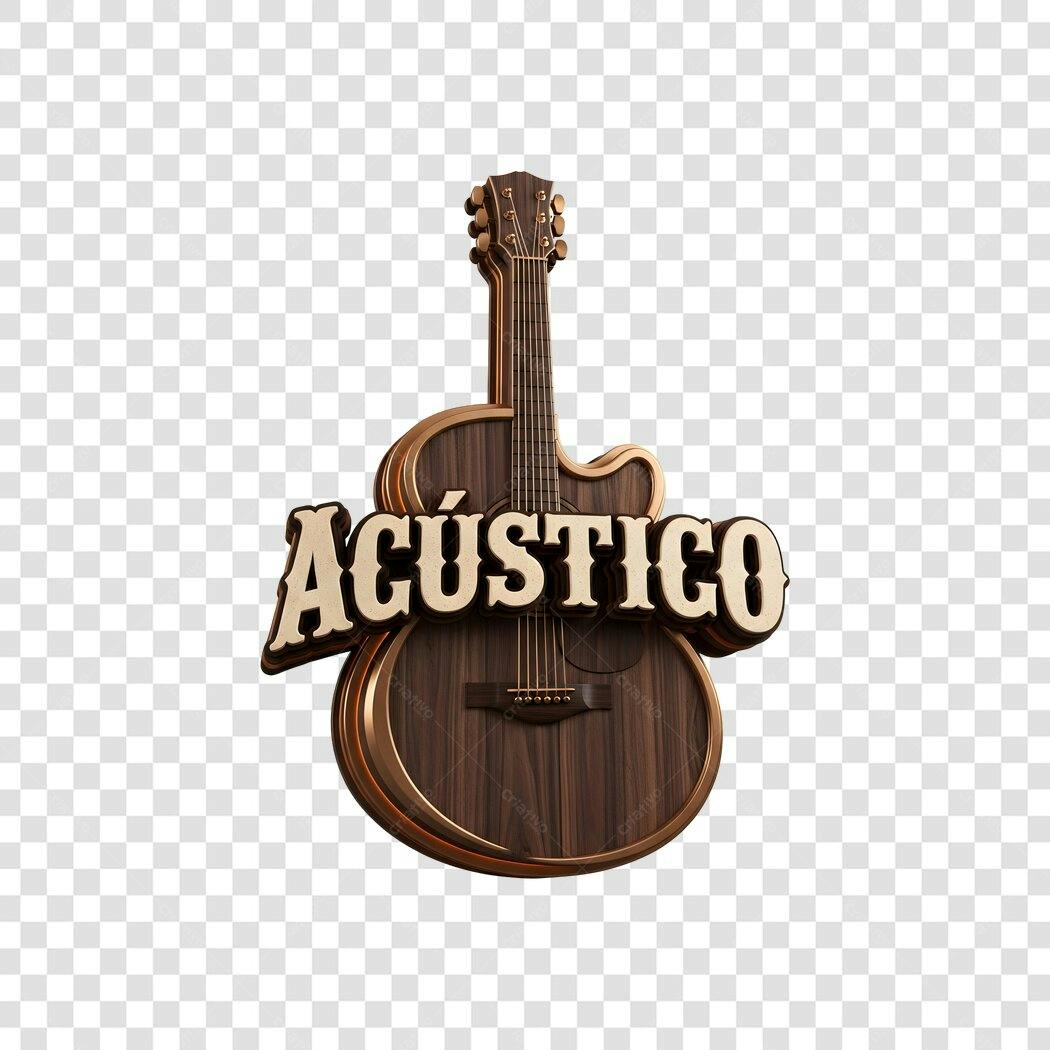 Elemento 3D Violão Acústico Música PNG Fundo Transparente