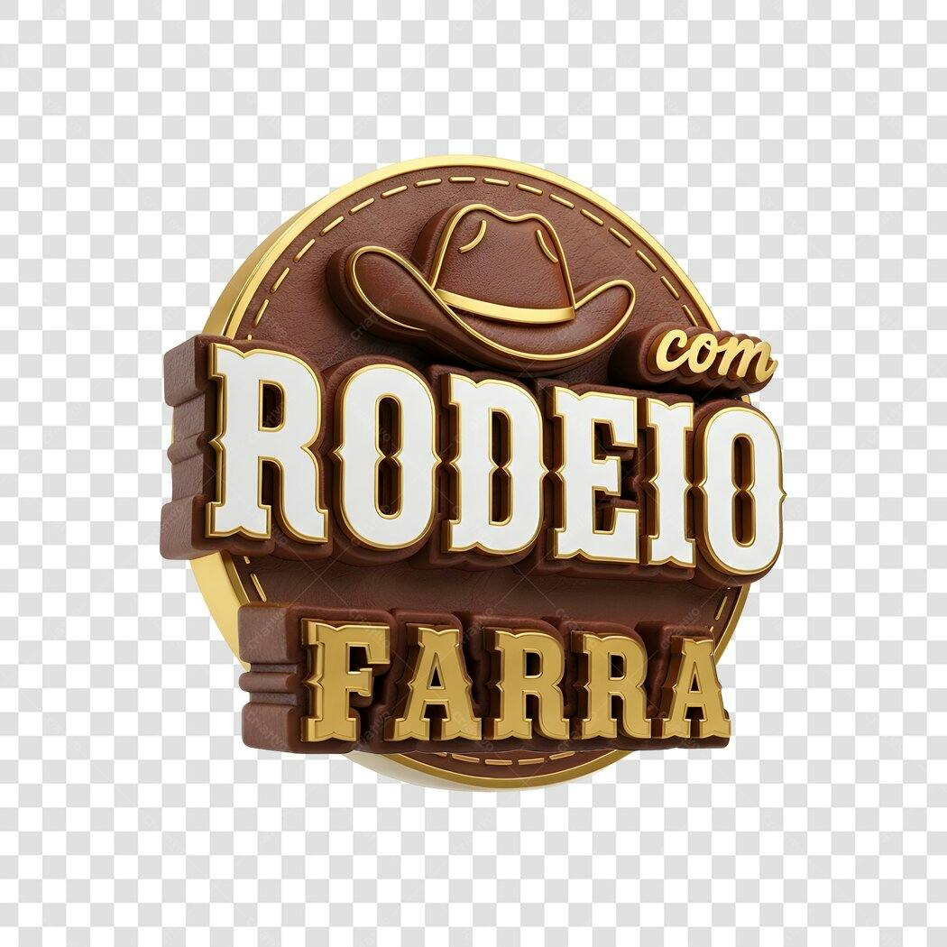 Elemento 3D Rodeio com Farra Chapéu Caubói PNG Fundo Transparente