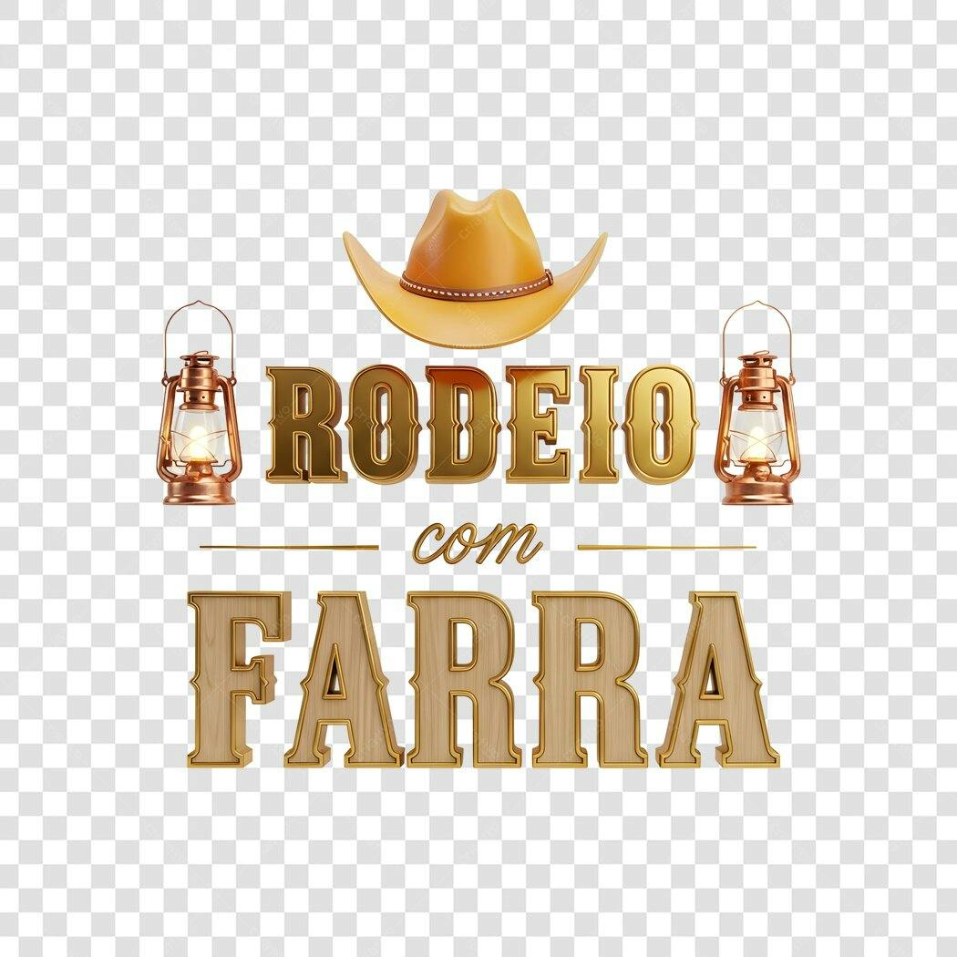 Elemento 3D Rodeio com Farra Chapéu Lampiões PNG Fundo Transparente