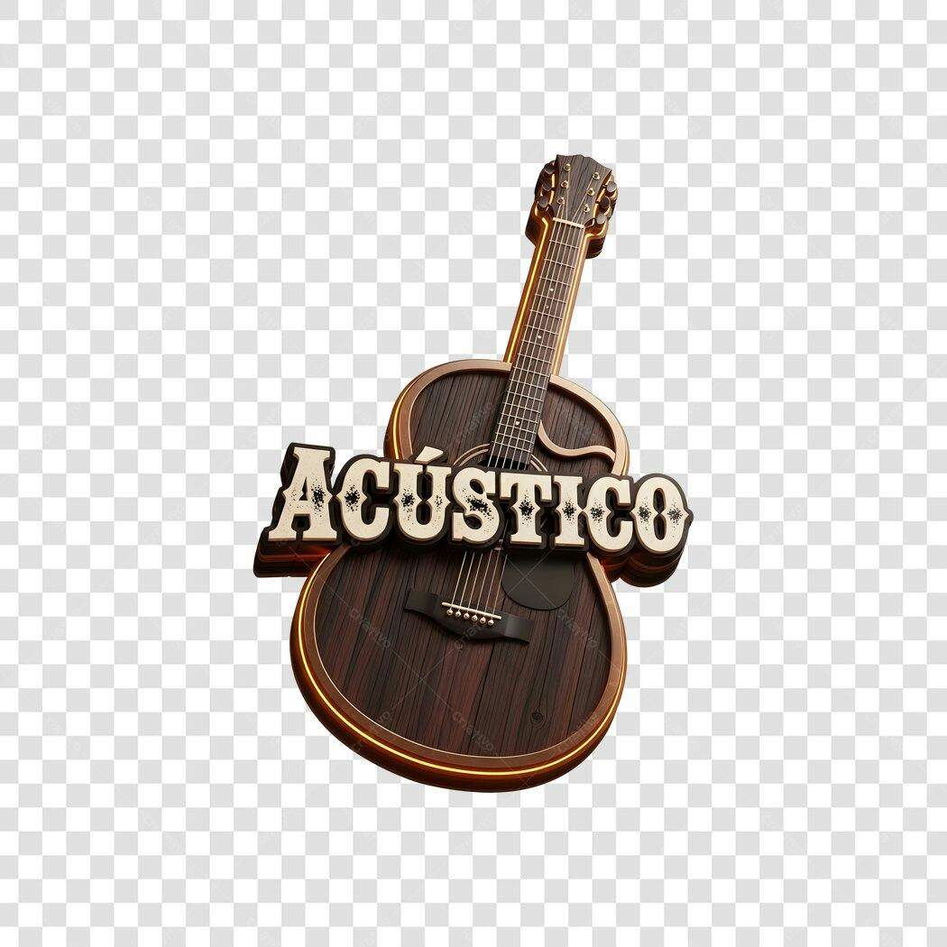 Elemento 3D Violão Acústico Música PNG Fundo Transparente