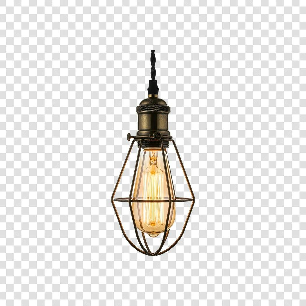 Elemento 3D Lâmpada Industrial Vintage PNG Fundo Transparente