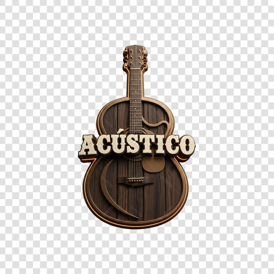 Elemento 3D Violão Acústico Música PNG Fundo Transparente