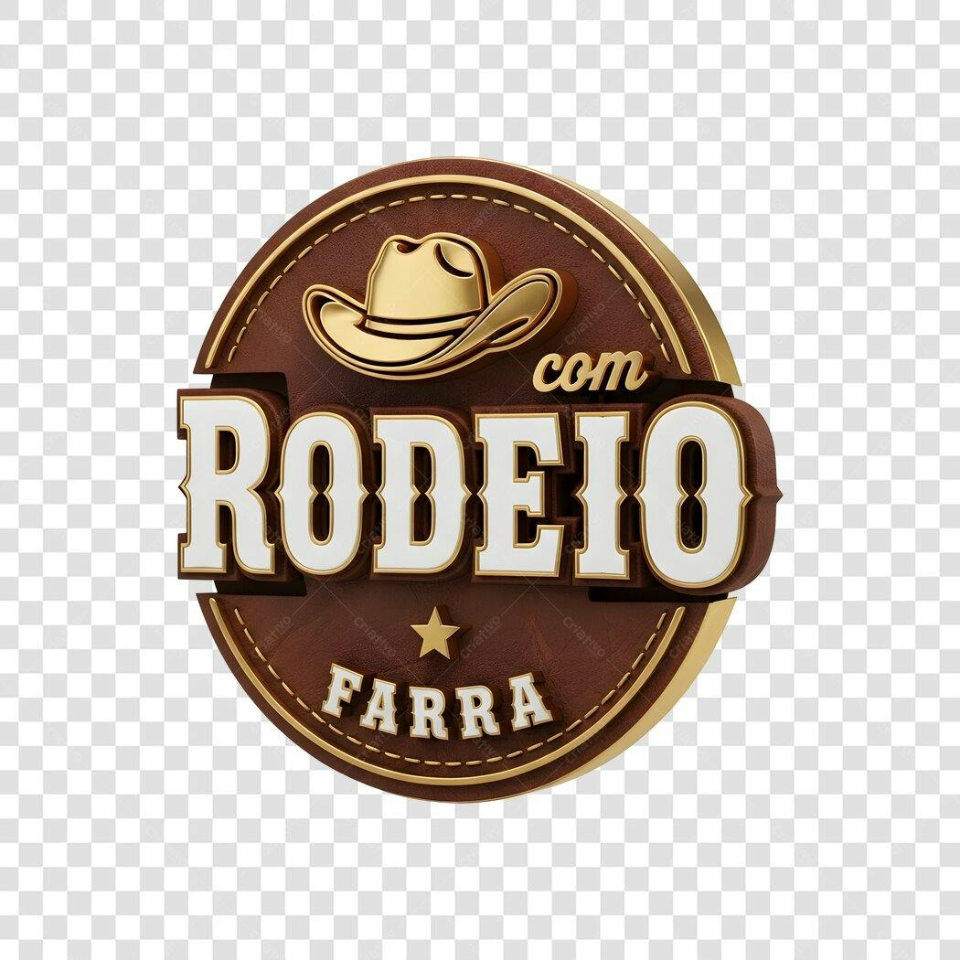 Elemento 3D Rodeio Festa Junina Marrom PNG Fundo Transparente