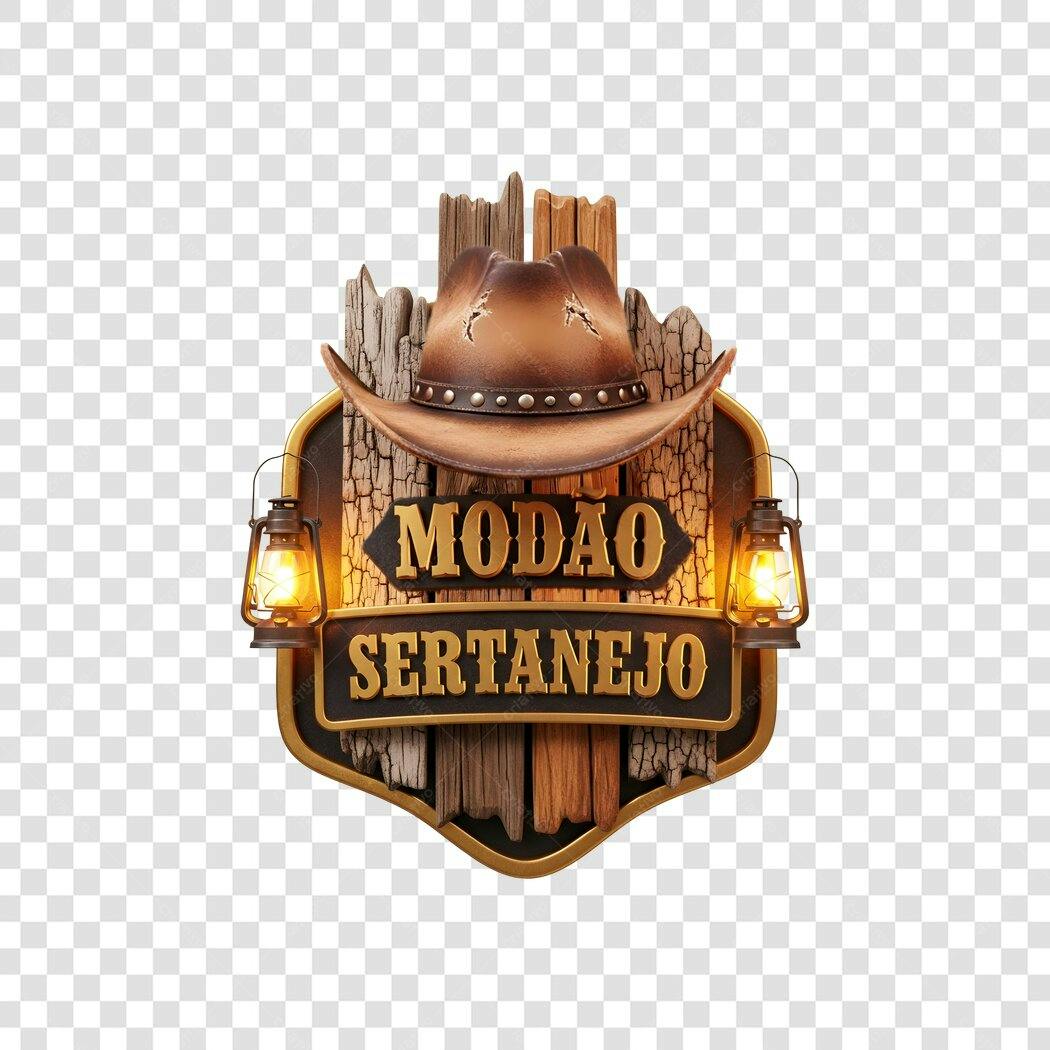 Elemento 3D Chapéu Sertanejo Modão Country PNG Fundo Transparente