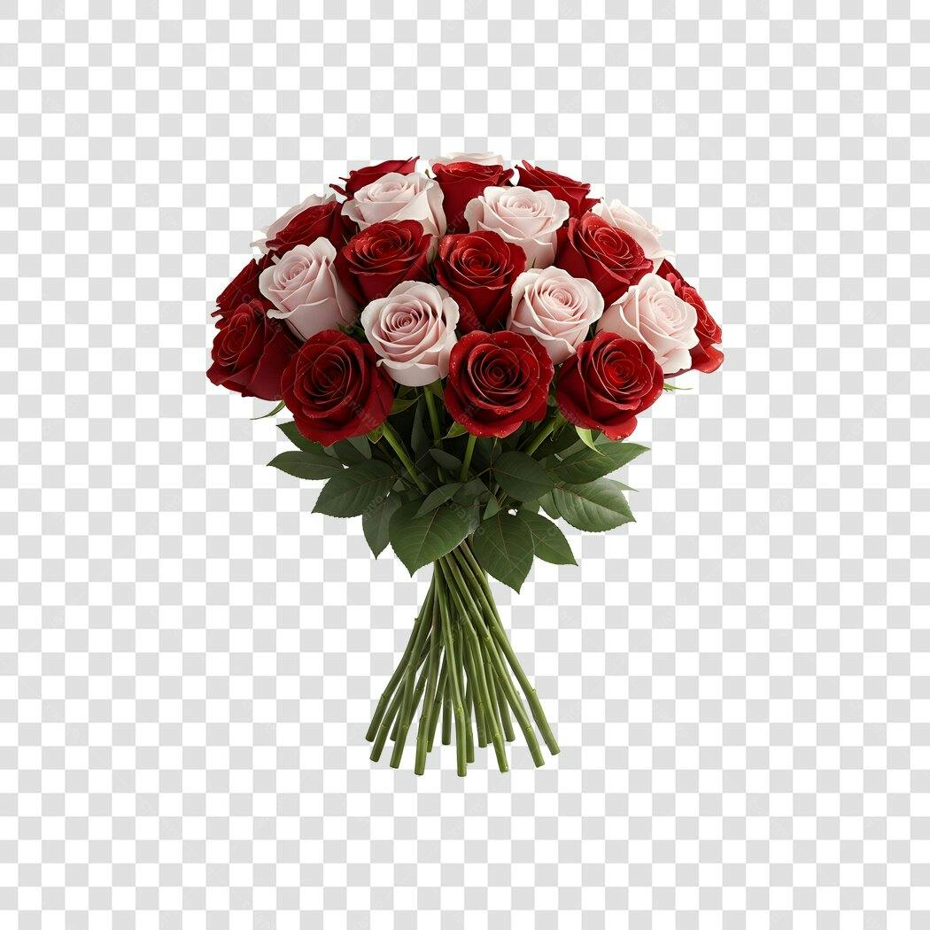 Foto Recortada Buquê Rosas Vermelhas Rosadas PNG Fundo Transparente