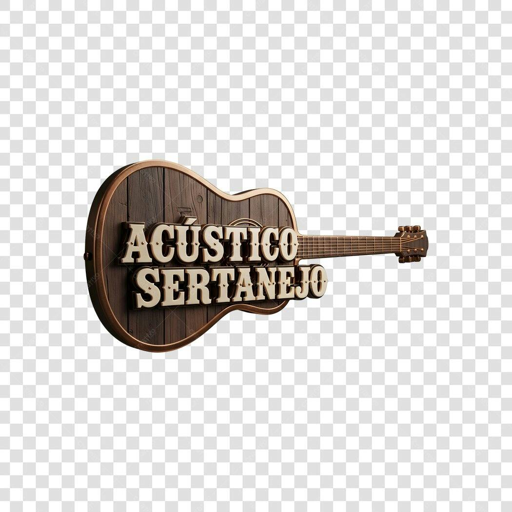 Elemento 3D Violão Acústico Sertanejo PNG Fundo Transparente